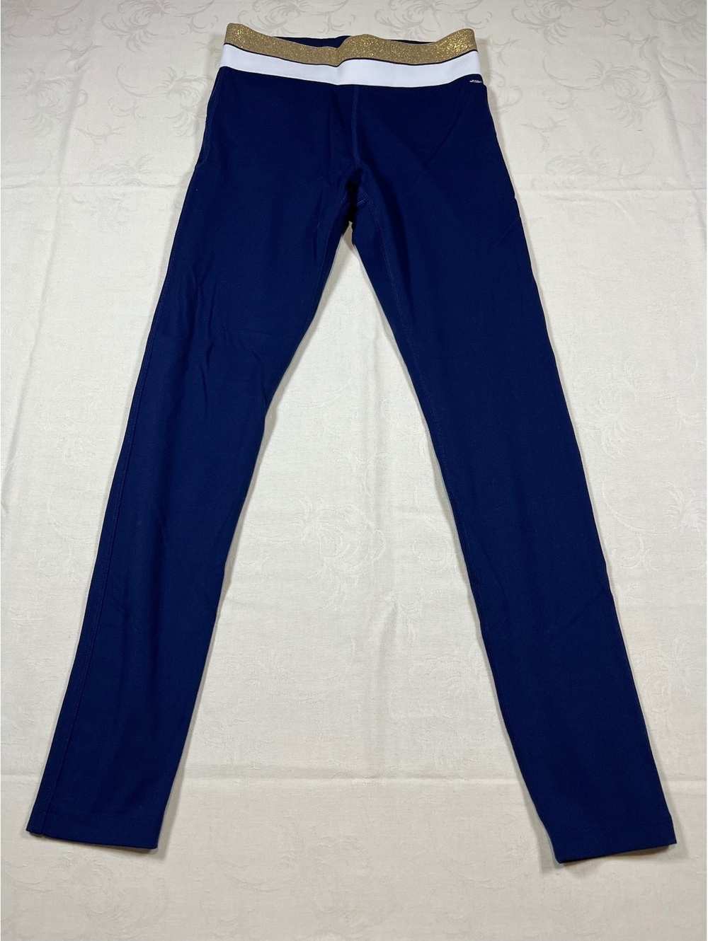 Pink Victoria’s Secret Navy Blue Leggings Gold/White Waistband Size Small
